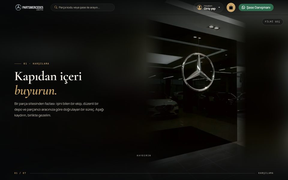 Partsmercedestr ana sayfası ekran görüntüsü